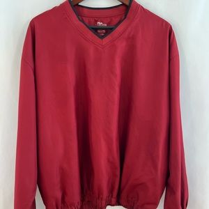 PGA TOUR Jacket Mens XL Red Windbreaker Golf Pullover V-Neck Maroon